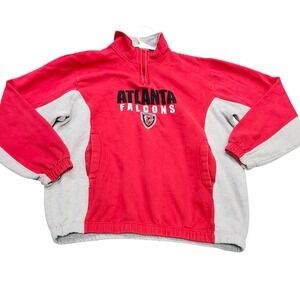 Atlanta Falcons Quarter Zip Sweatshirt Mens XL Red Gray Colorblock Fleece NFL